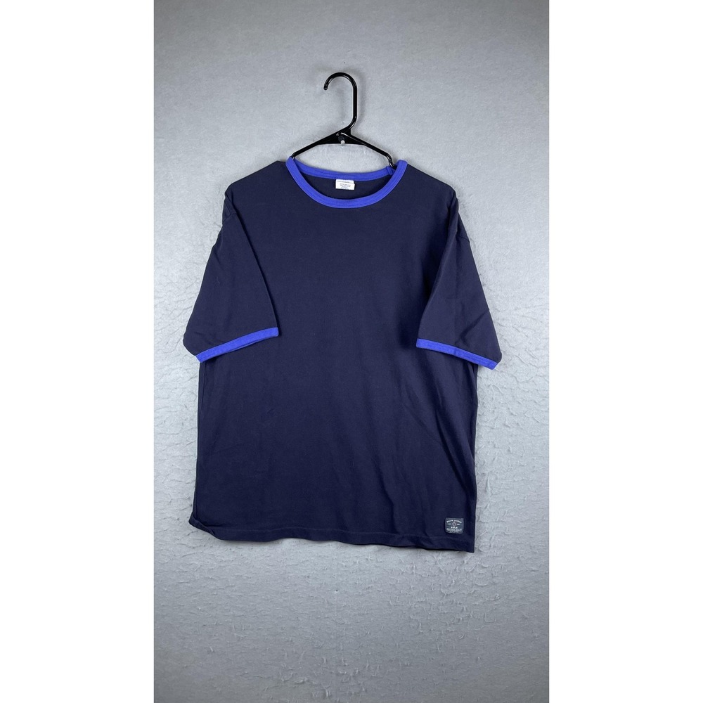 Polo Ralph Lauren Undershirt Mens Medium Navy Blue Ringer Cotton Shirt Tee‎